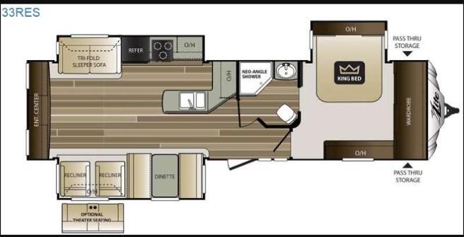 2015 Keystone Cougar X-Lite 33RES Floor Plan