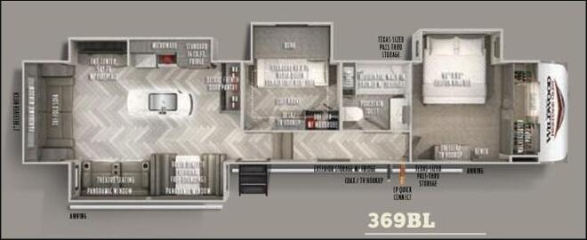 2021 Forest River Wildwood Heritage Glen 369BL Floor Plan